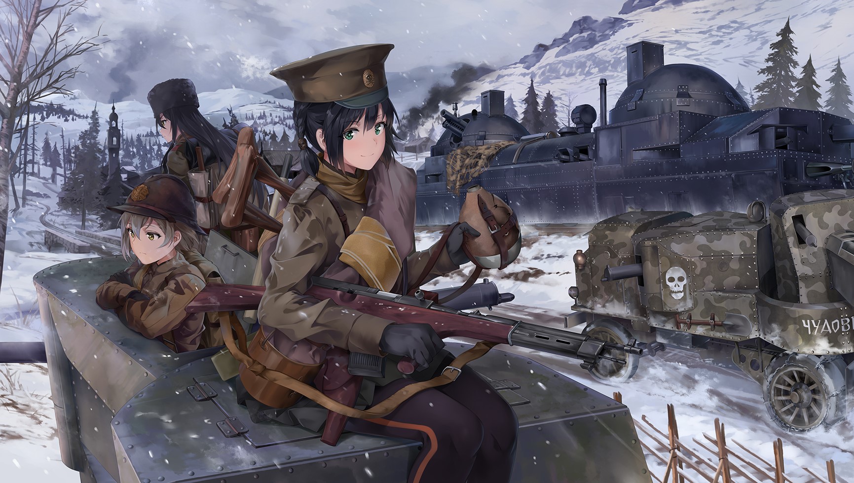 Military uniform anime girls war