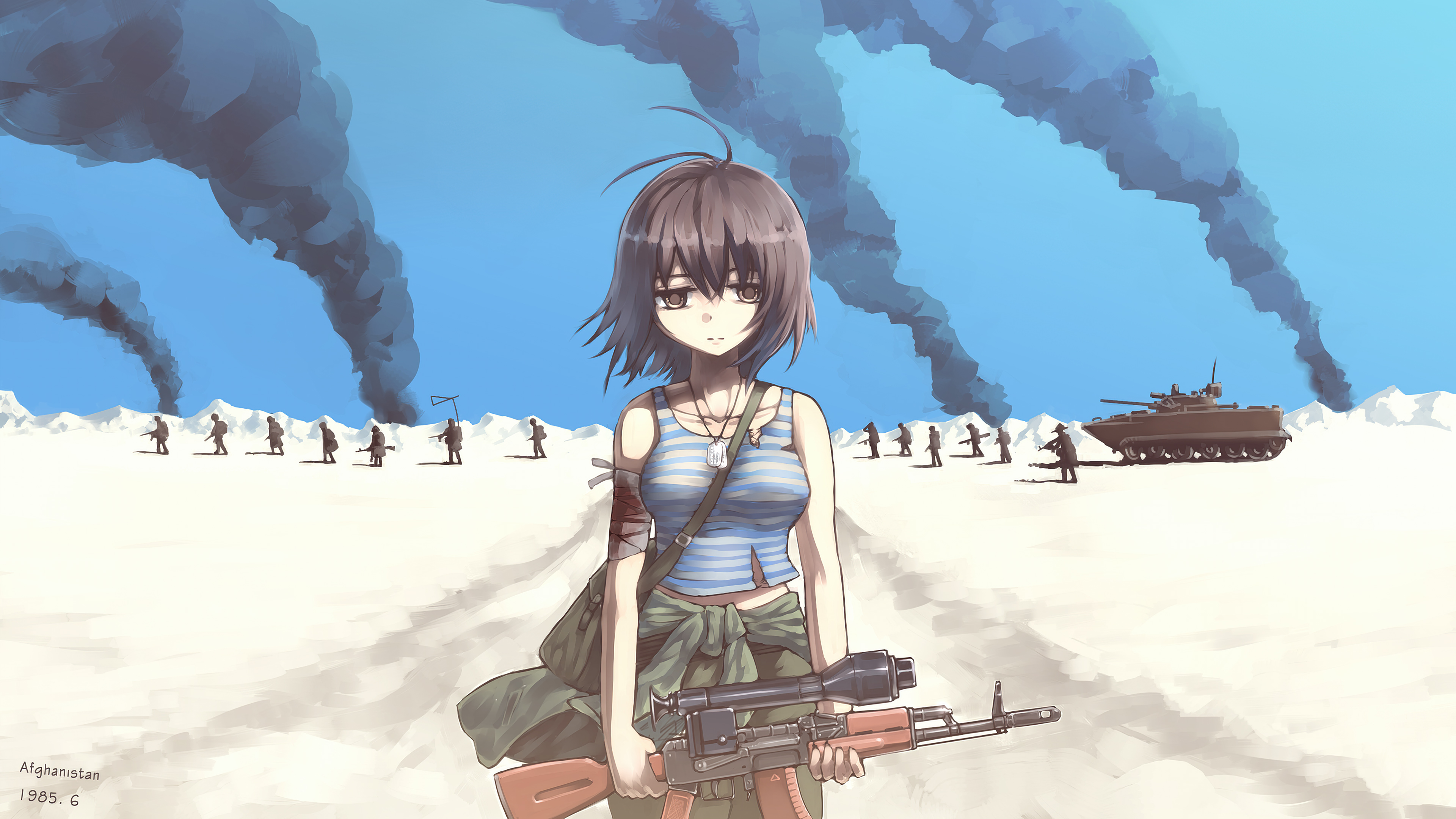 Anime girl with gun on war in afghanistan k hd anime k wallpapers images backgrounds photos and pictures