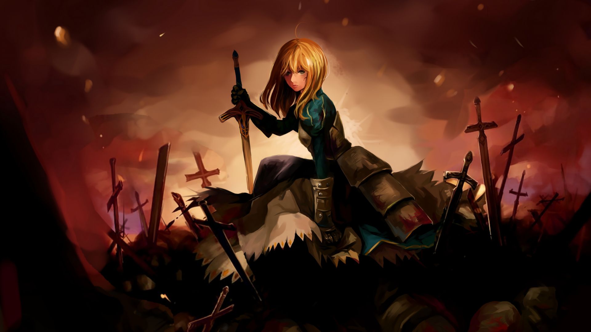 Desktop wallpaper saber war field anime girl fate series art hd image picture background mxlqo