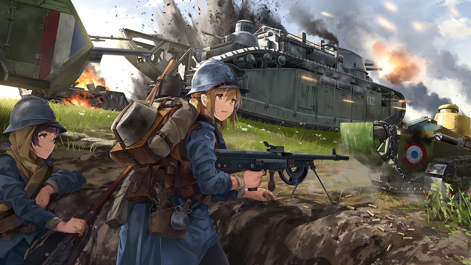 Download wallpaper x cute soldiers anime girls artwork original widescreen x hd background