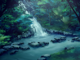Anime waterfall background waterfall background waterfall scenery dark landscape