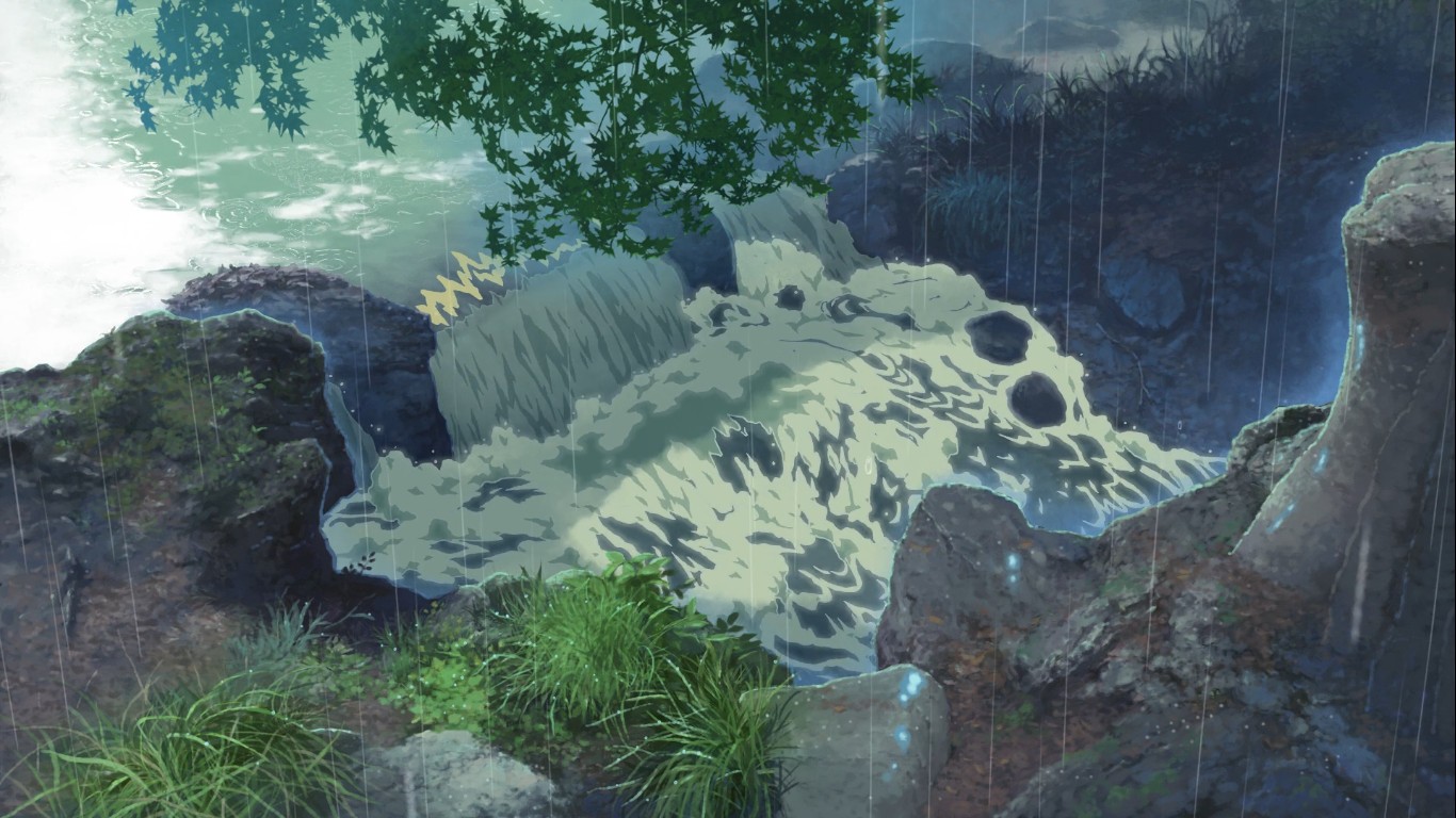 Makoto shinkai waterfall anime animation the garden of words