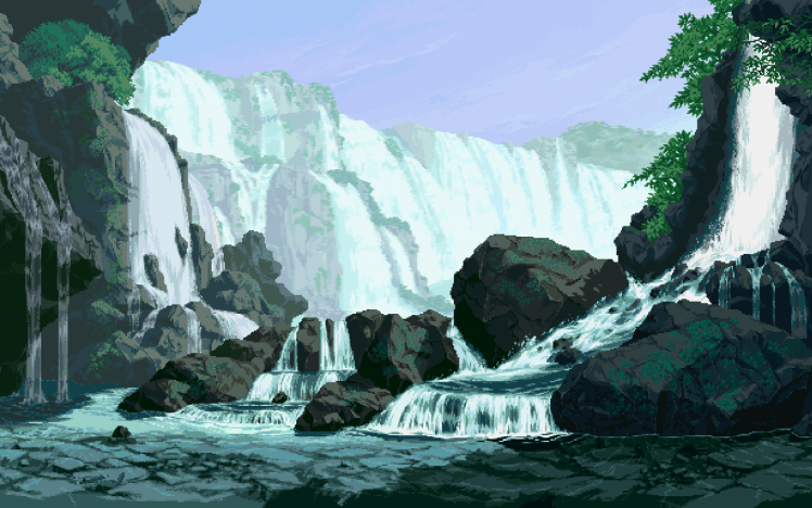 Pixel art waterfall wallpapers hd desktop and mobile backgrounds