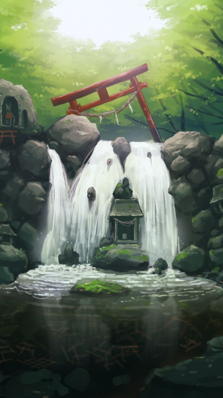 Original anime artwork water current x wallpaper waterfall art waterfall beautiful waterfalls