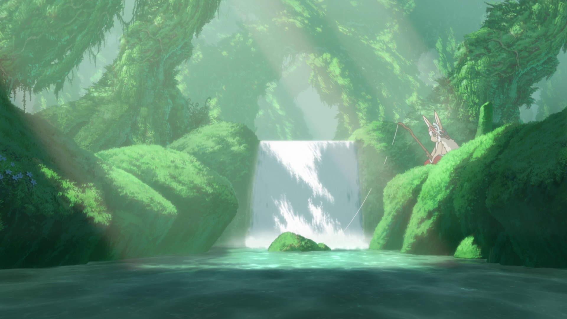 Wallpaper id nanachi made in abyss environment river waterfall made in abyss fishing rod anime free download