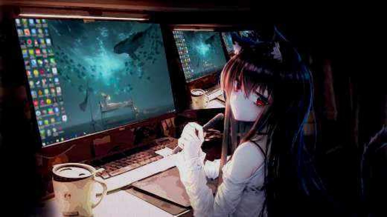 Anime girl puters and animated desktop k