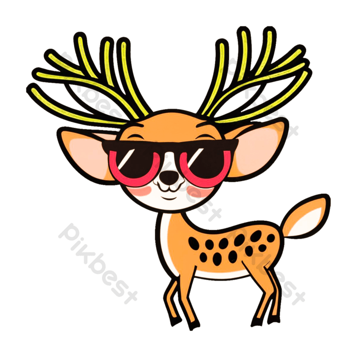 Cartoon deer with sunglasses png png images psd free download