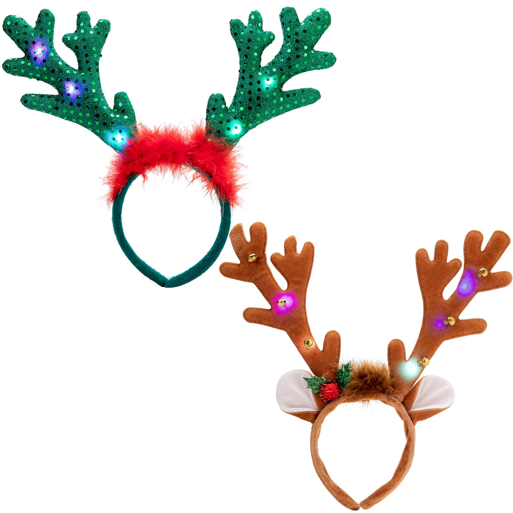 Light up reindeer headband green pcs