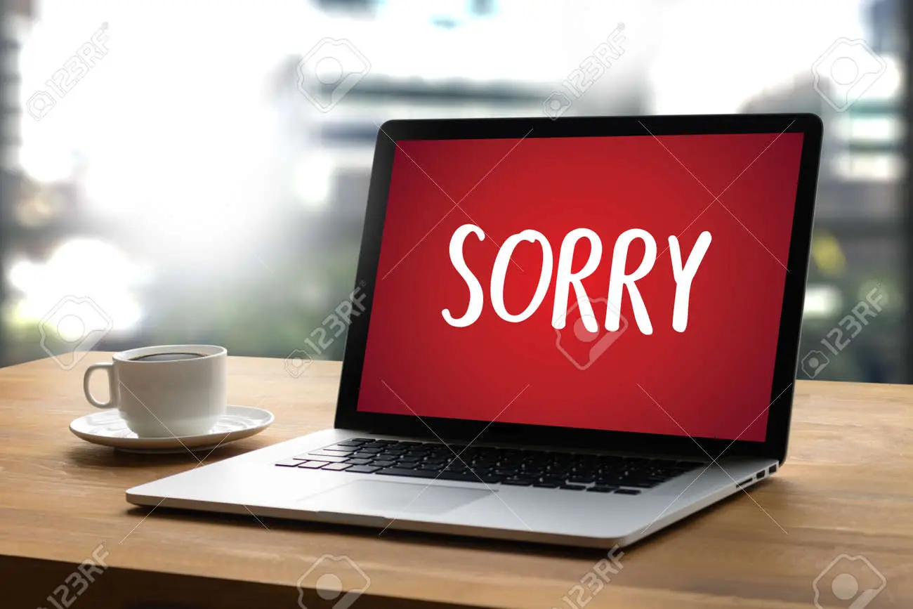 Sorry as wallpaper on laptop stock photo picture and royalty free image image