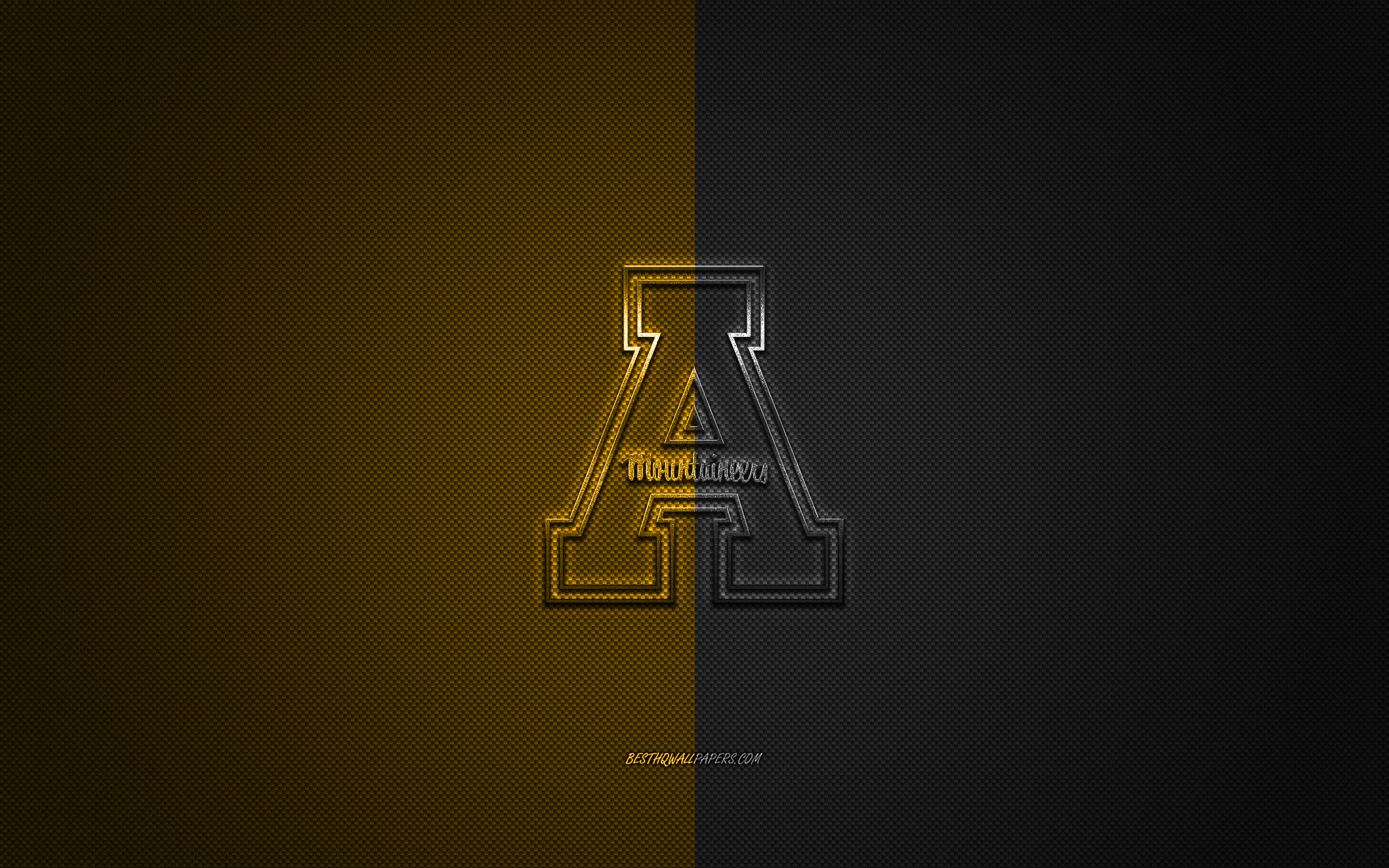 Download wallpapers appalachian state mountaineers logo american football club ncaa black and yellow logo black and yellow carbon fiber background american football boone north carolina usa appalachian state mountaineers for desktop with