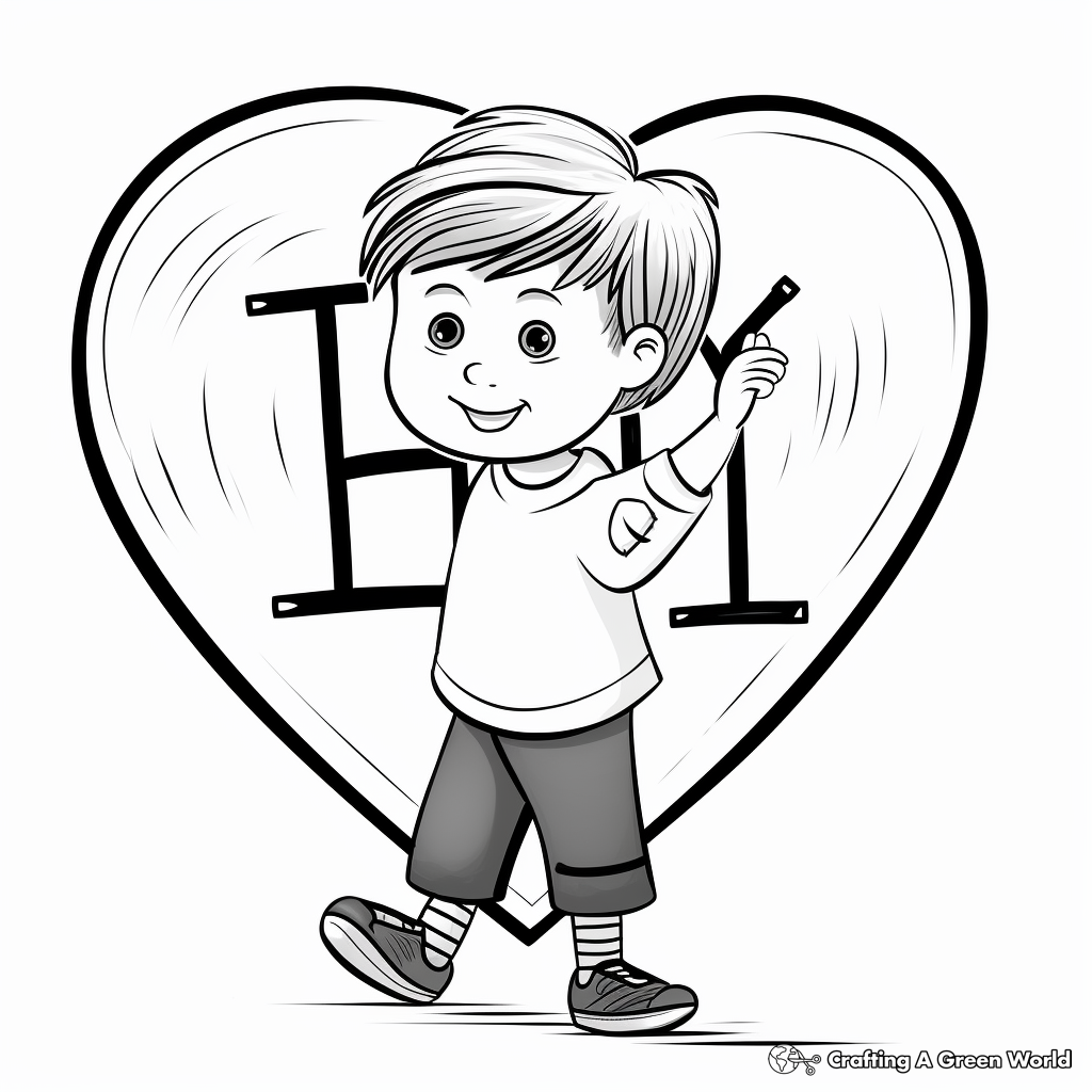 H is for heart coloring pages