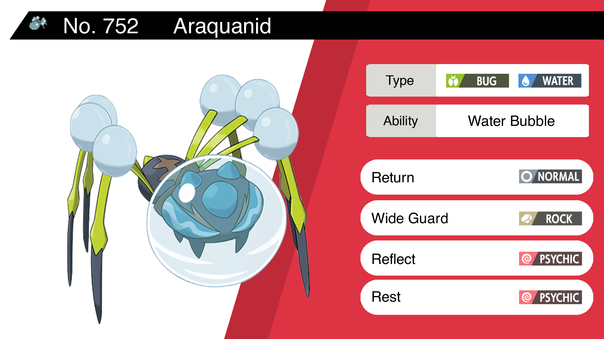 Random pokemon bot on araquanid ability water bubble moves return wide guard reflect rest pokemon araquanid httpstcozqepoizxm