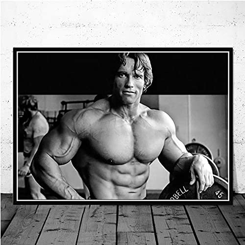 Strong muscle arnold schwarzenegger bodybuilding gym fitness black white hd photos canvas painting wall art poster bedroom club studio home cor mural home kitchen