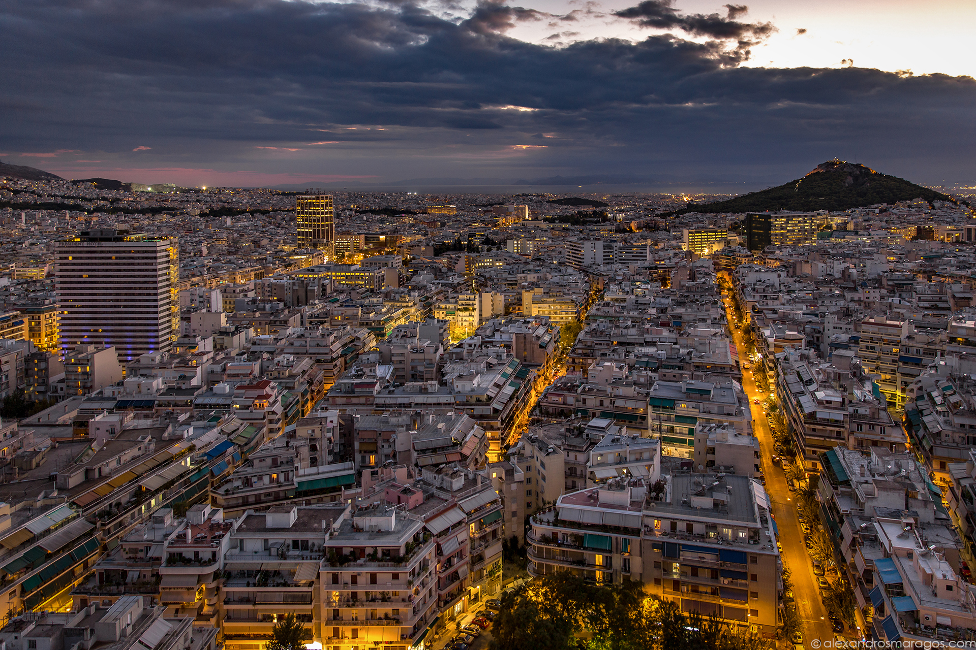 Athens skyline at twilight