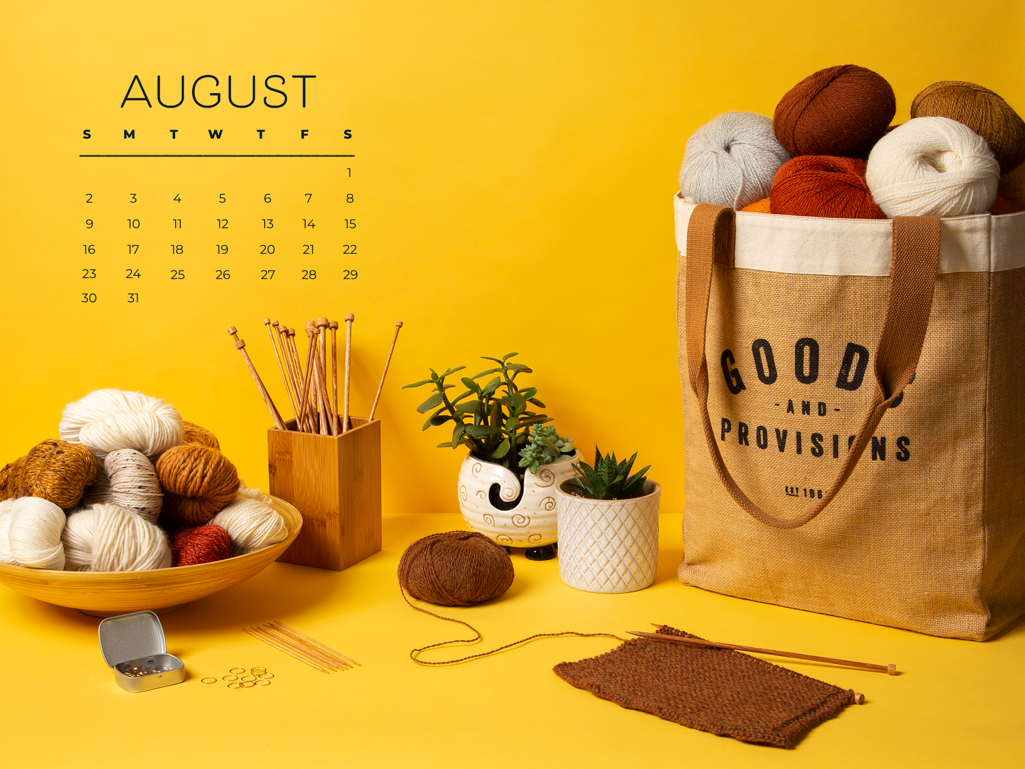 Free downloadable august calendar