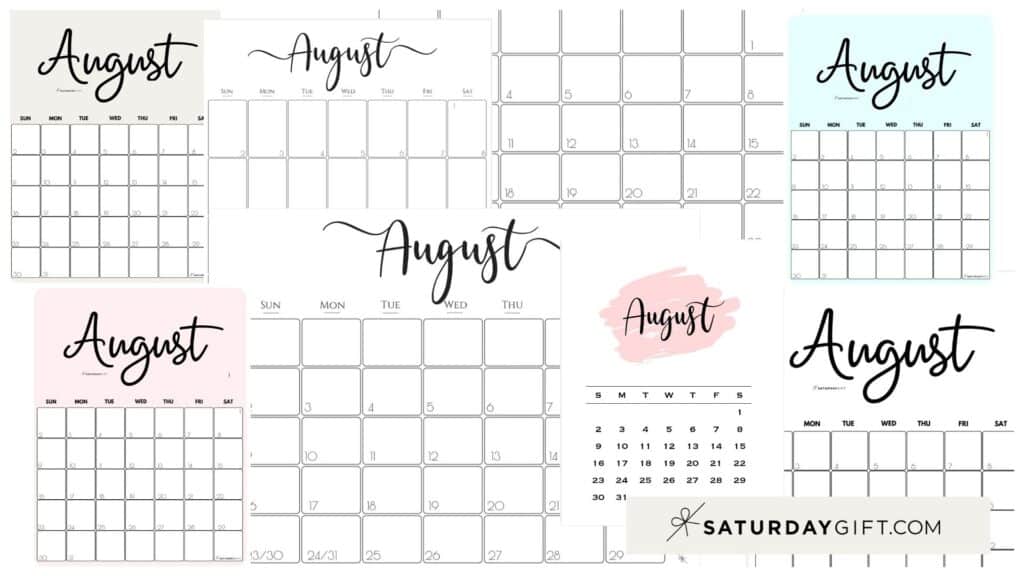 Cute free printable august calendar