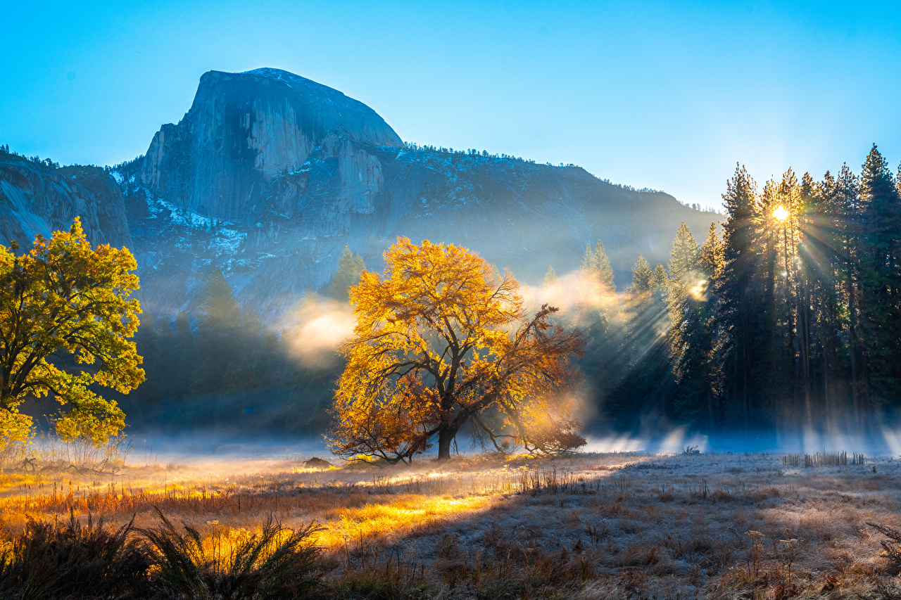 Wallpaper yosemite california usa fog nature autumn mountain parks