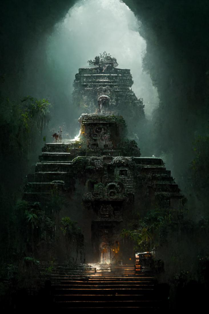 Ancient aztec temple on midjourney riphonewallpapers