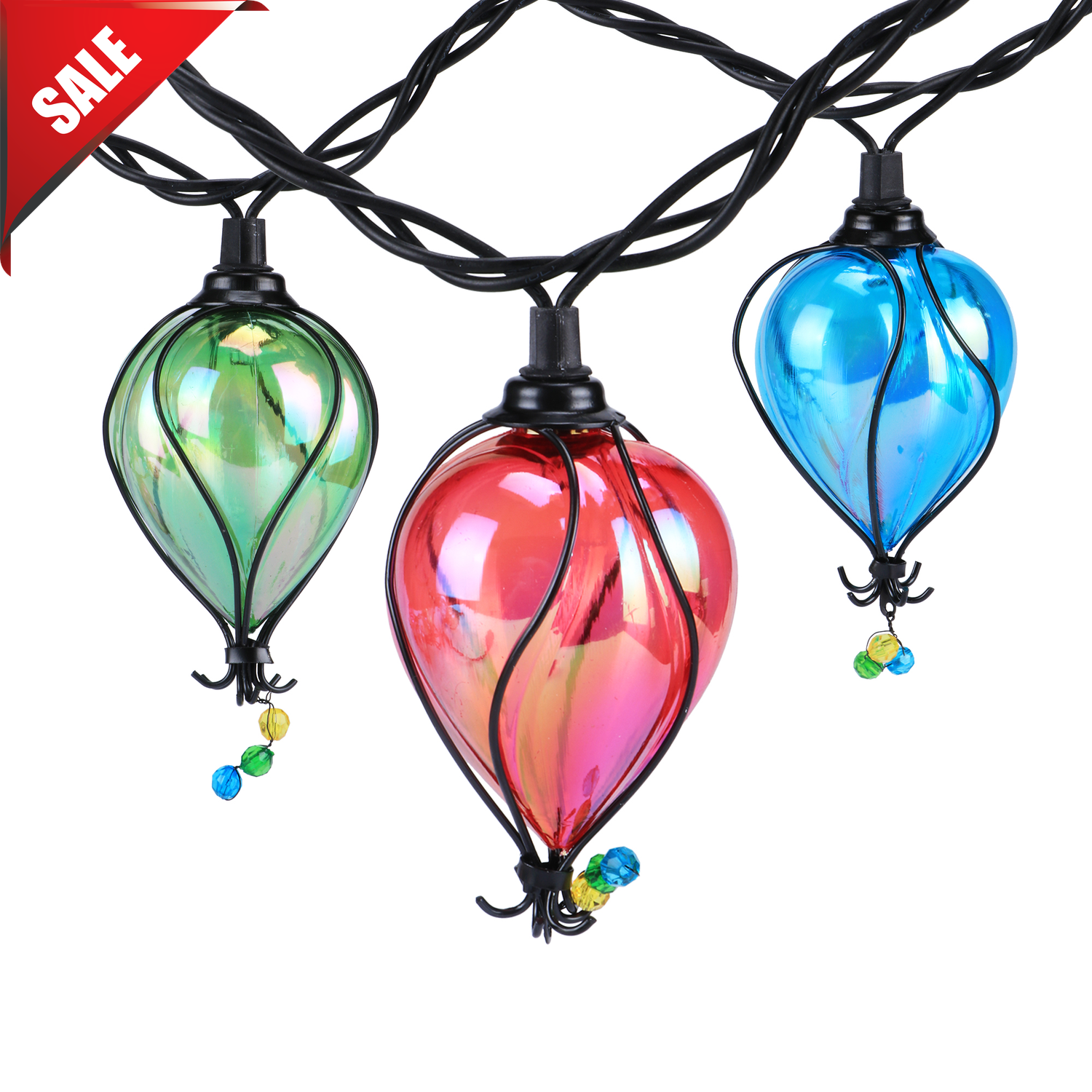 Multicolor balloon shape tear drop string lights shatterproof backyard