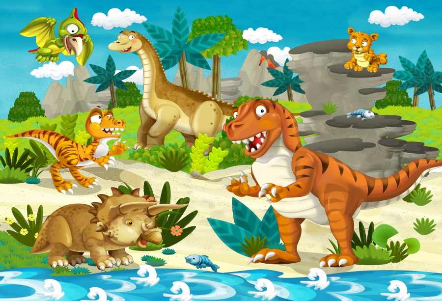 Laeacco dinosaur birthday party baby cartoon wallpaper