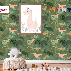 Colorful dinosaur removable wallpaper self adhesive kids