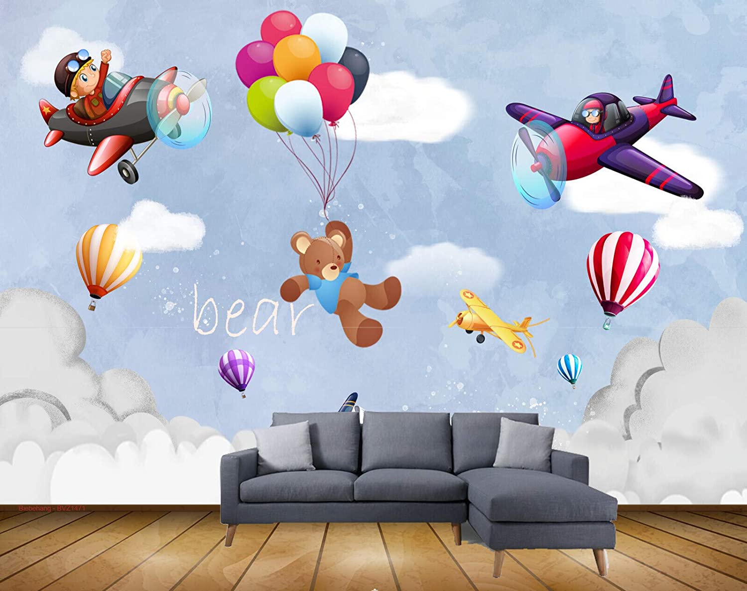 Beibehang exclusive bvz cute cartoon catchg balloons for bears children room bac hd d wallpaper cm x cm home improvement