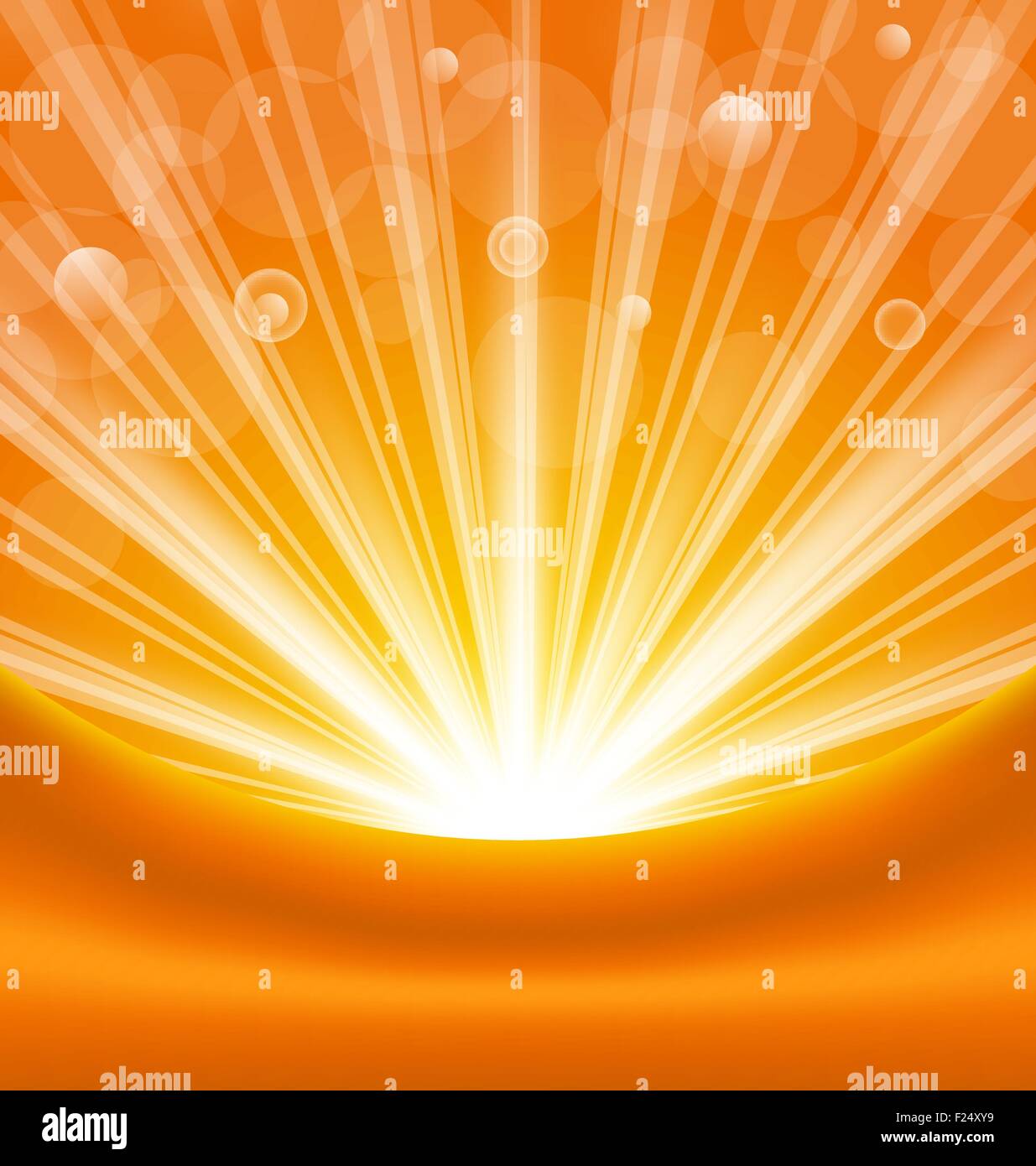 Abstract orange background with sun light rays stock vector image art