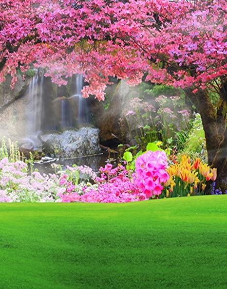 Natural green grass pink flower photography back drops photography props studio background xft electronics photo