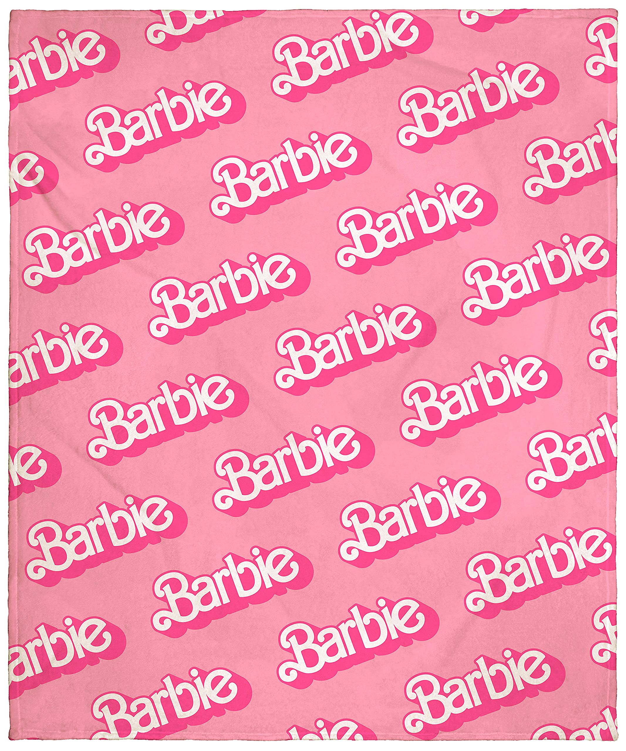 Mattel barbie logo on repeat soft cuddly plush fleece throw blanket wall scroll
