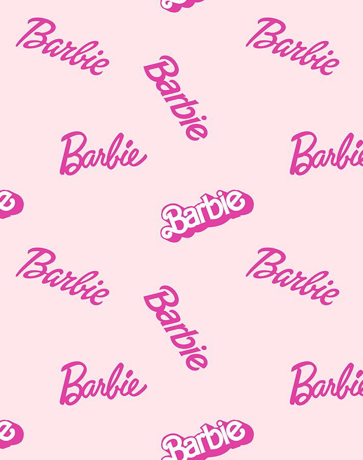 Barbie logo mix removable vinyl wallpaper pink