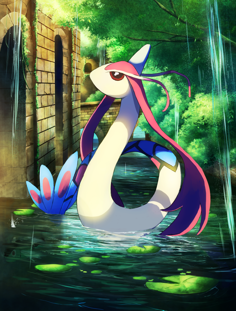 Milotic and basculin pokemon drawn by rowdon