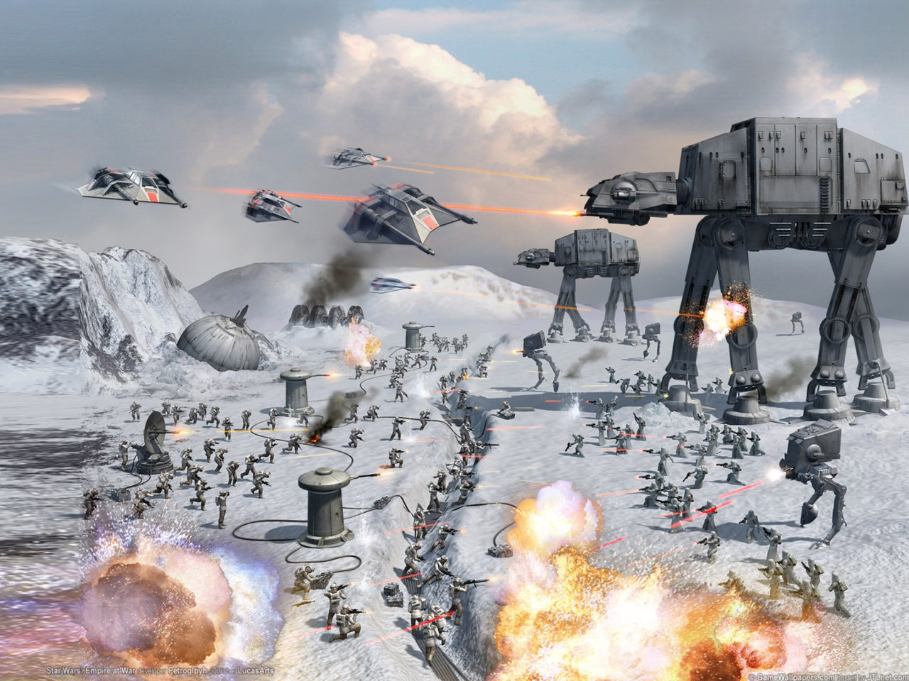 Star wars battle for empire spacecraft robots weapon laser beam desktop wallpaper hd free download