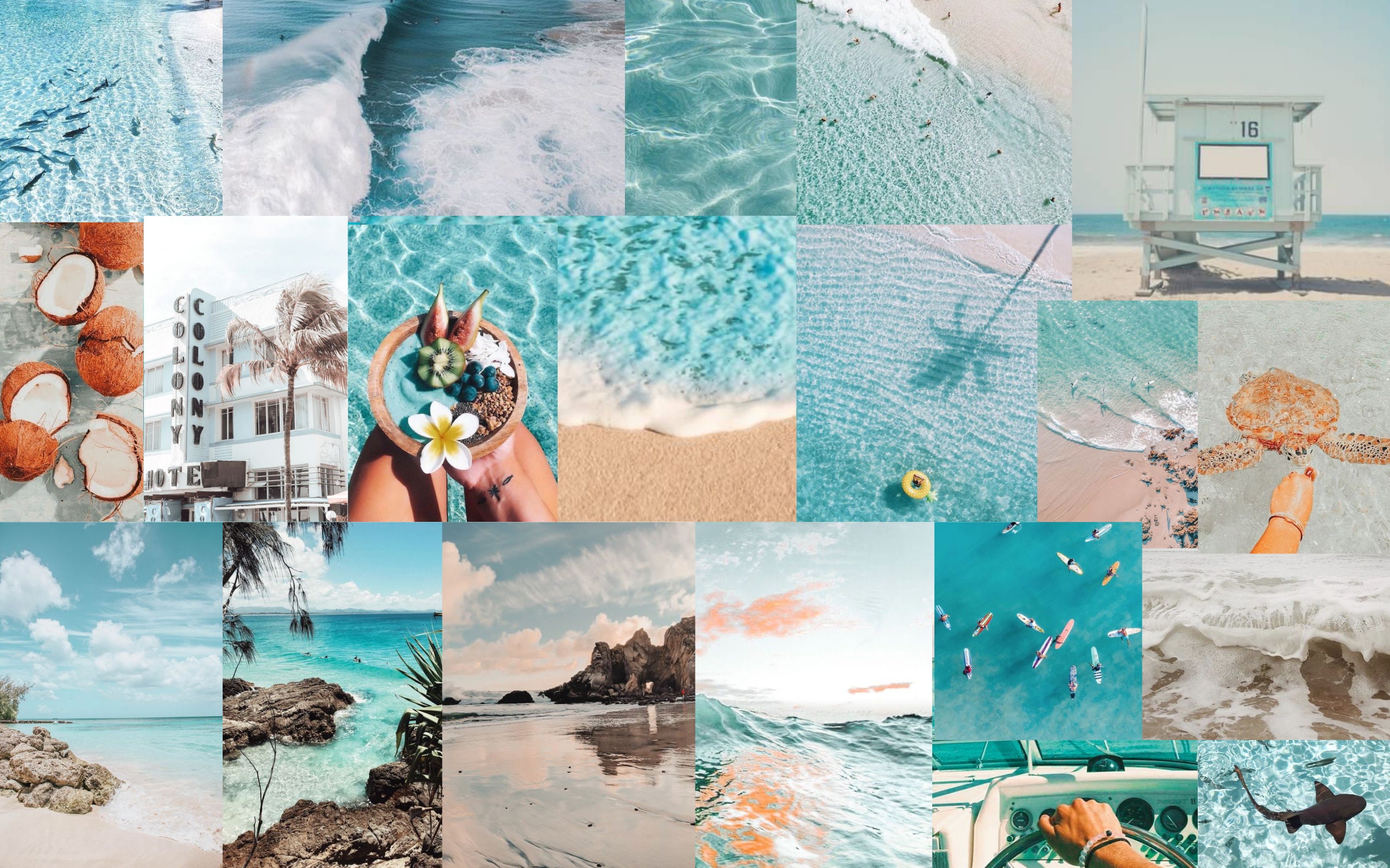 Blue Beach Aesthetic Collage Wallpaper Laptop K Music Hot Sex Picture