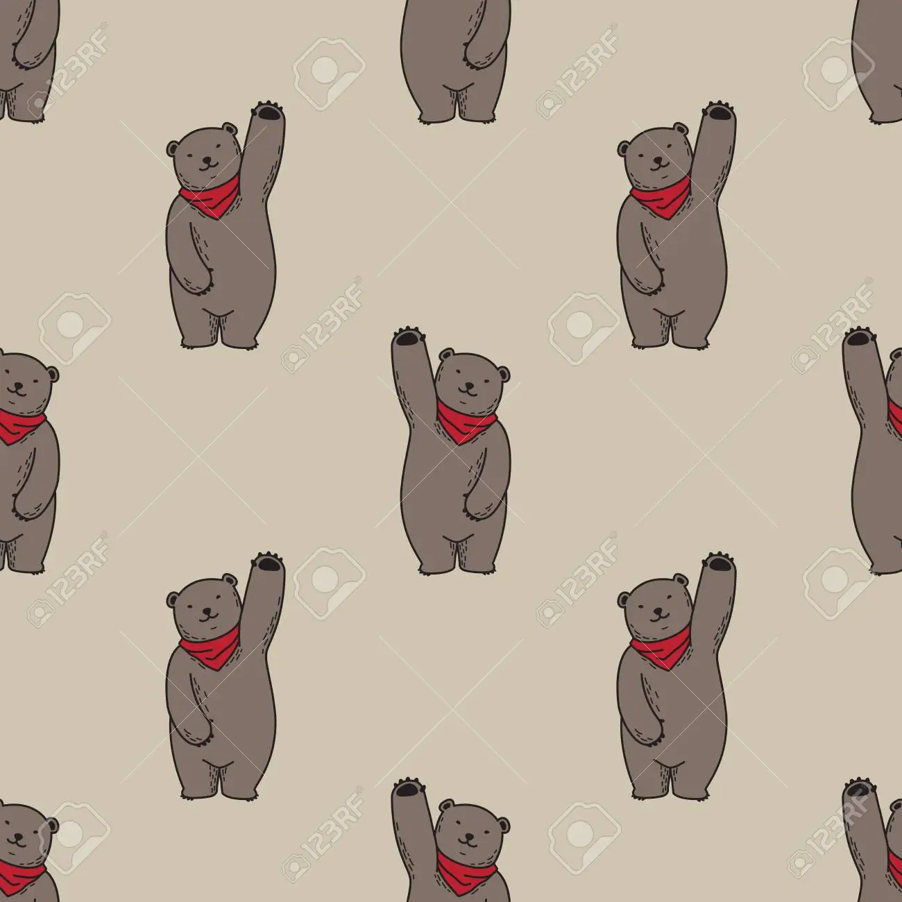 Bear seamless pattern polar bear vector doodle wallpaper isolated background cartoon brown royalty free svg cliparts vectors and stock illustration image