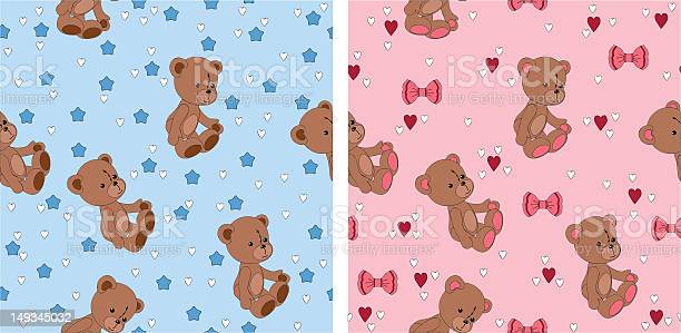 Seamless cute wallpaper with teddy bear stock illustration