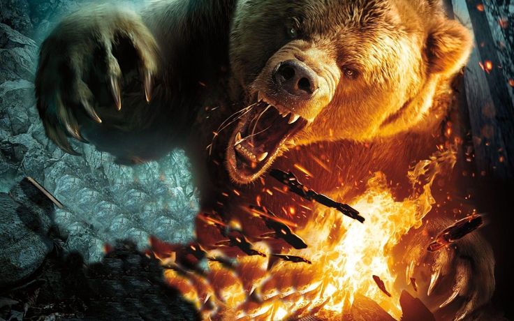 Angry bear illustration bears fire artwork creature p wallpaper hdwallpaper desktop bear artwork bear animals