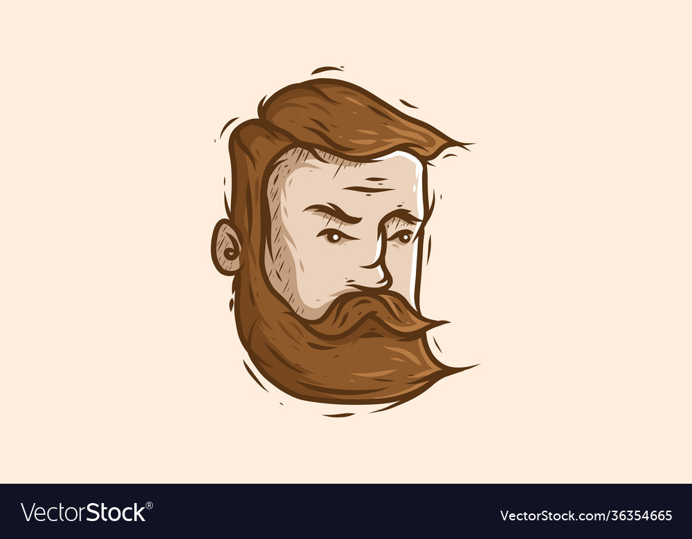 Beard man head drawing royalty free vector image