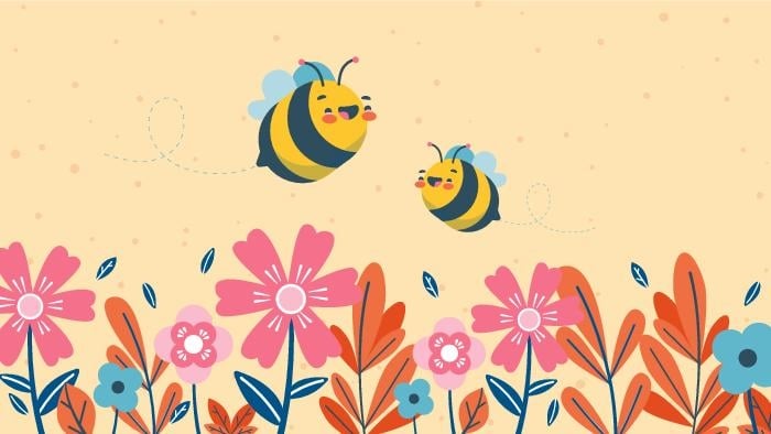 Free cute bee animal desktop wallpaper template to design