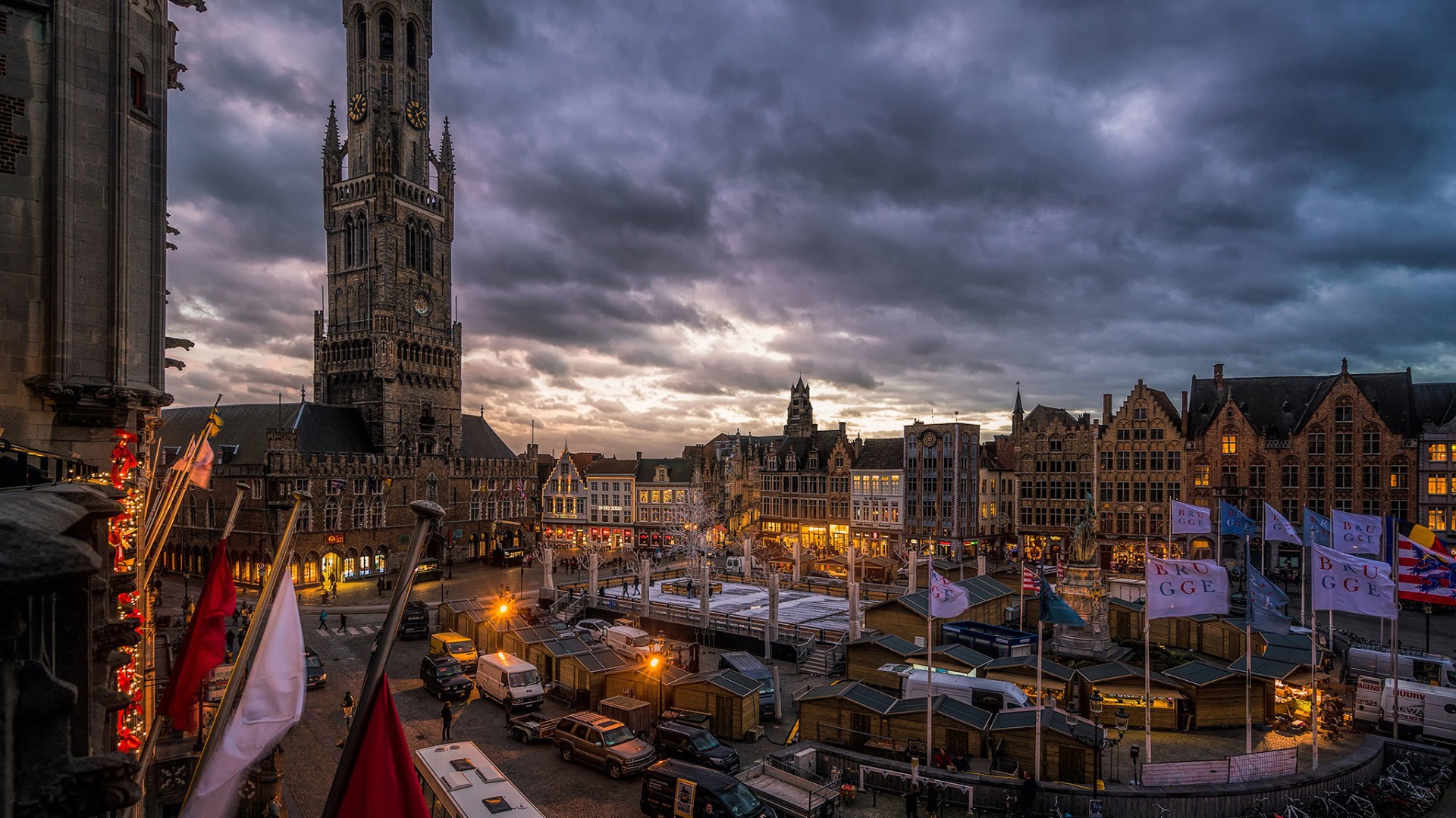 Bruges belgium at dusk
