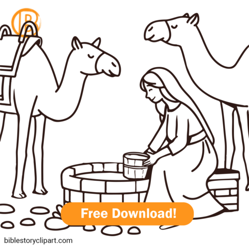 Rebekah and the camel test coloring page