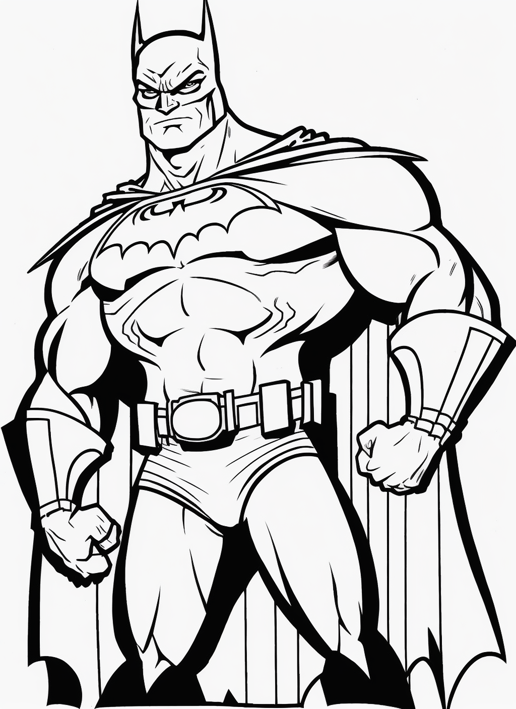 Line art black and white batman cartoon sketch coloring page for kids coloring page for children