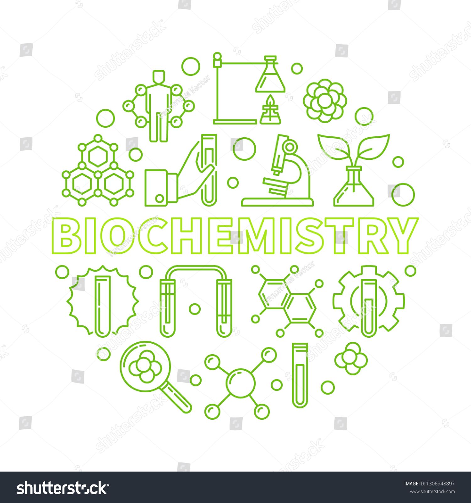Biochemistry vector science concept green round stock vector royalty free shutterstock biochemistry chemistry posters book cover design