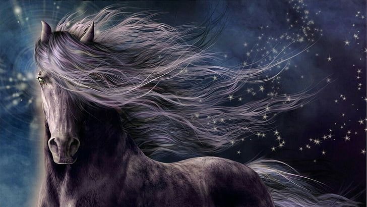 Hd wallpaper fairytale black horse stunning amazing beautiful fictional character wallpaper flare horses black horse mythical creatures