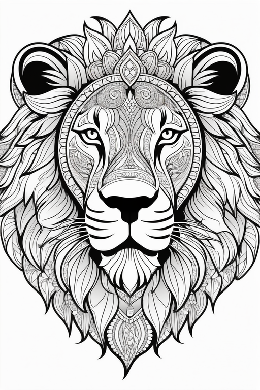 Bw line art lion crafted with mandala art by utkarsh singh