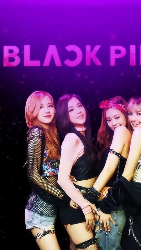 Blackpink logo colourful with group wallpaper download