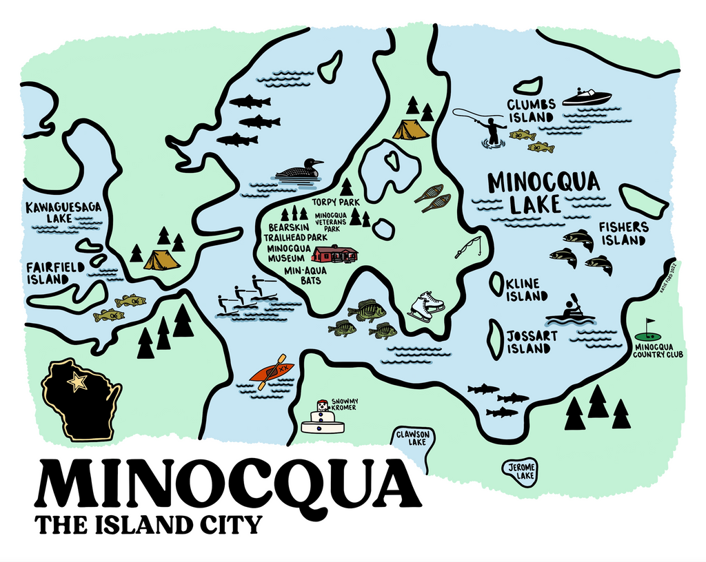 Minocqua map print â whereabouts shop