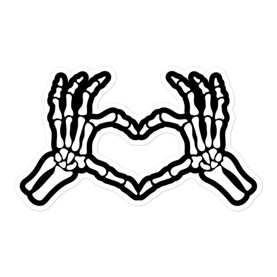 Skeleton heart hands sticker