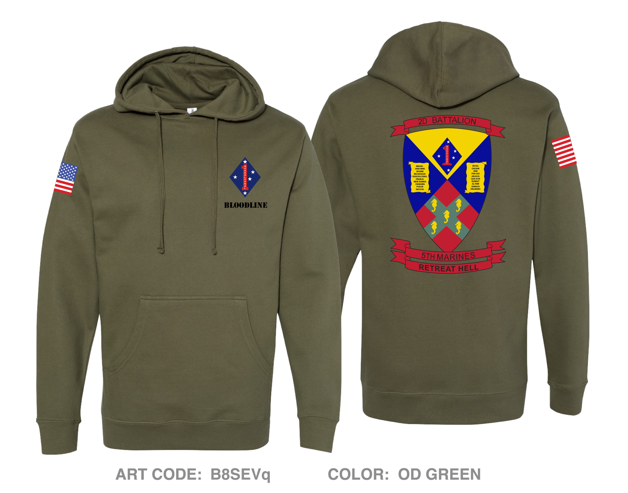 Infantry bn nd bn th marines fort unisex hooded sweatshirt