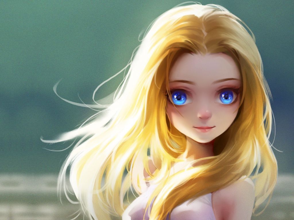 Cute blonde girl art wallpaper x hd image picture be character design girl fantasy girl eyes wallpaper