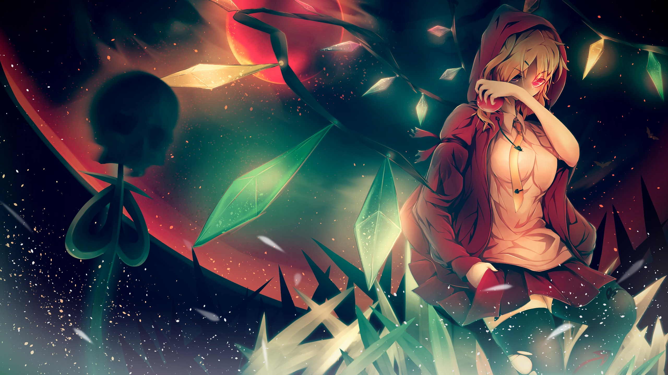 Wallpaper illustration blonde anime girls space sky touhou red eyes flandre scarlet art graphics x px puter wallpaper fictional character special effects sexy anime cg artwork x